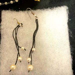 Pear vintage earrings with black strings bead like